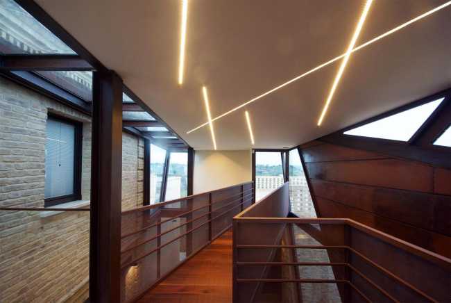 Interior of a house with lights like broken lines